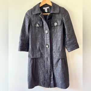 Vertigo Paris Elegant Gray Midi Jacket Coat, Size XS